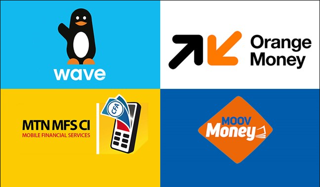 Wave CI, Orange Money, MTN, Moov Money